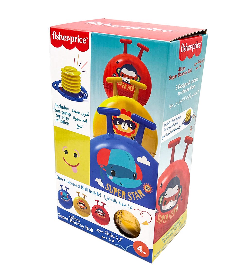FISHER PRICE Super Bouncy Ball 45Cm With Pump (3 Assorted)
