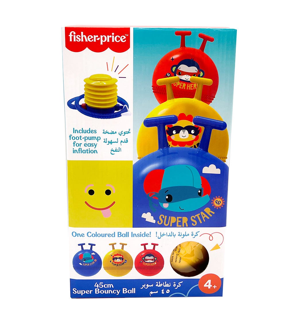FISHER PRICE Super Bouncy Ball 45Cm With Pump (3 Assorted)