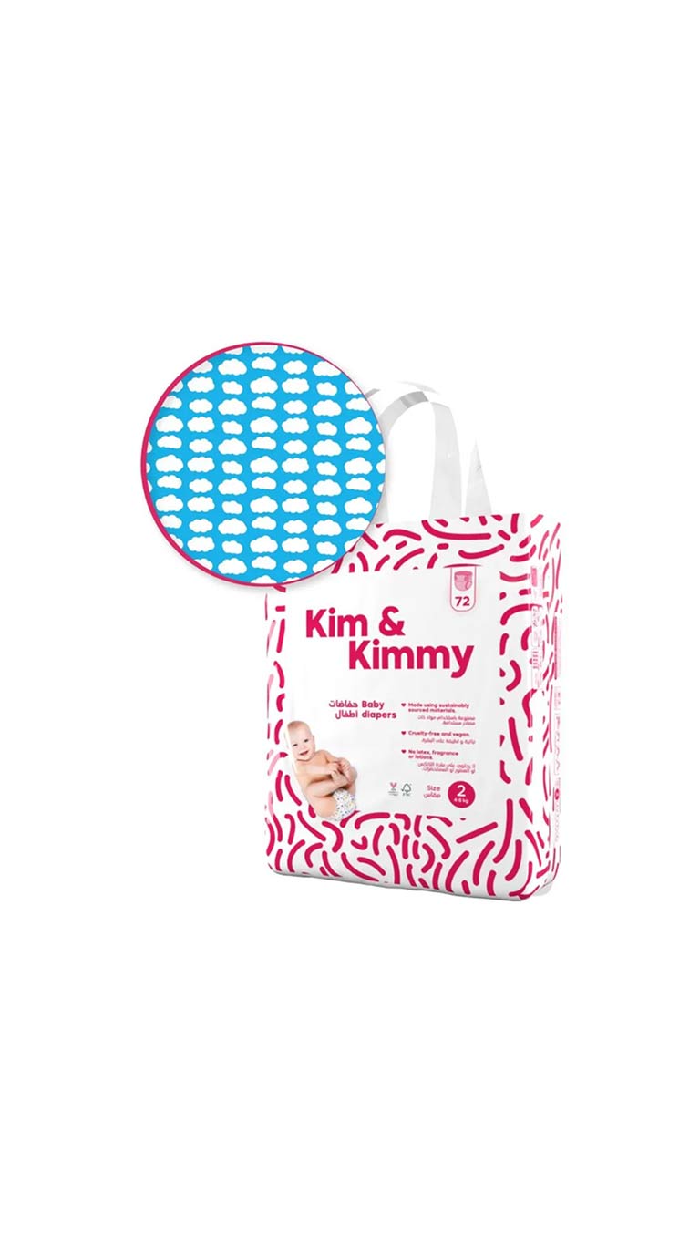 Kim & Kimmy Size 2 (4-8kg) – 72 Diapers