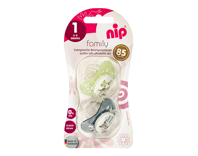 Nip-Family Silicone Soother 0-6M Pack of 2