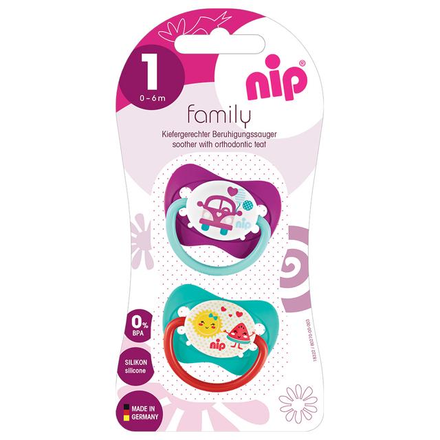 Nip-Family Silicone Soother 0-6M Pack of 2